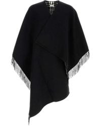 Burberry - Fringed Wool Cape - Lyst