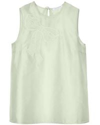 Cecilie Bahnsen - Alba Bow-Embroidered Sleeveless Organza Blouse - Lyst