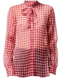 Ermanno Scervino - Gingham-Check Pussy-Bow Shirt - Lyst