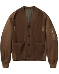 Sacai - Panelled V-Neck Bomber Jacket - Lyst