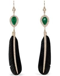 Jacquie Aiche - 14Ct Sophia Diamond Emerald Earrings - Lyst