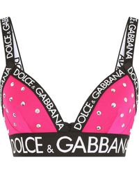 Dolce & Gabbana - Top tipo sujetador con logo y lentejuelas - Lyst