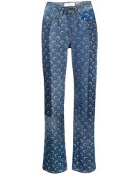 Marine Serre Mid-rise Flared Jeans - Blue