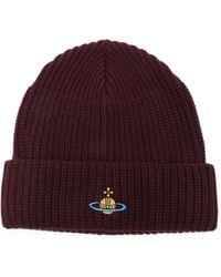 Vivienne Westwood - Orb-Embroidered Ribbed-Knit Beanie Hat - Lyst