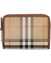 Burberry - Small Check Zip Wallet - Lyst