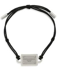 Dolce & Gabbana - Logo-Plaque Cord Bracelet - Lyst