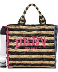 DKNY - Striped Logo-Embroidered Tote Bag - Lyst