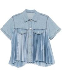 Sacai - Pleated Denim Shirt - Lyst