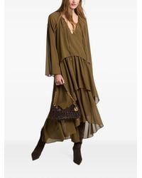 Michael Kors - Robe Longue En Georgette À Volants Et Ourlet Échelonné - Lyst