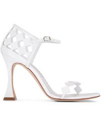 Manolo Blahnik - Cut Out Leather Sandals - Lyst