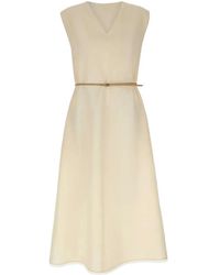 Fabiana Filippi - Robe Mi-Longue Ceinturée À Col V - Lyst
