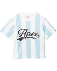 AAPE BY A BATHING AP - Vertical-Stripe Logo-Print T-Shirt - Lyst