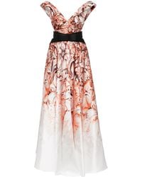 Saiid Kobeisy - Floral-Print Off-Shoulder Belted Gown - Lyst