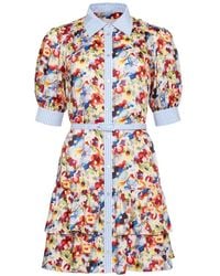 Cinq À Sept - Floral Striped Mini Shirt Dress - Lyst