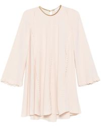 Forte Forte - Mini-Jurk Met Gewelfde Afwerking En Ronde Hals - Lyst
