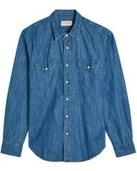 Officine Generale - Chambray Chest-Pocket Buttoned Shirt - Lyst