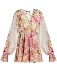 Hemant & Nandita - Floral-Print Mini Dress - Lyst