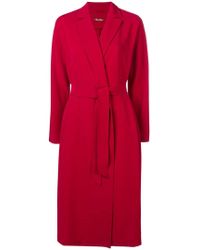 Max Mara Studio Manteau à taille ceinturée - Rouge