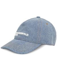 KARL LAGERFELD - Logo-Embroidered Denim Cap - Lyst