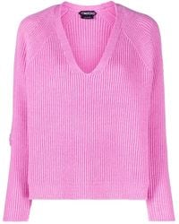 Tom Ford - Jersey De Canalé Con Cuello En V - Lyst