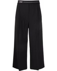 MSGM - Logo Waistband Cropped Trousers - Lyst