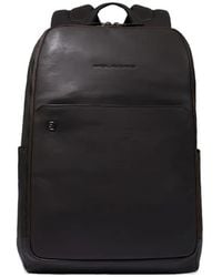 Piquadro - Grained Leather Top-Handle Backpack - Lyst