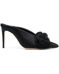 Victoria Beckham - Floral-Applique Satin Mules - Lyst
