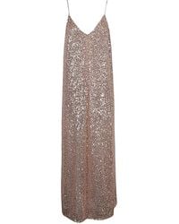 THE NINA STUDIO - Jurk Met Pailletten En V-Hals - Lyst