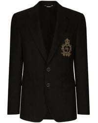 Dolce & Gabbana - Einreihige Jacke Wolle Und Kaschmir Mit Dg-Patch - Lyst
