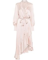 Zimmermann - Vestido midi envolvente de - Lyst