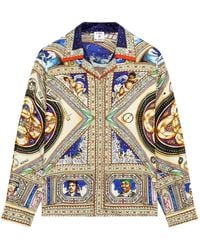 CASABLANCA - Take Me To Church Cuban Collar Long Sleeve Silk Shirt - Lyst