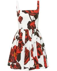McQueen - Flared Mini-Jurk Met Bloemenprint - Lyst