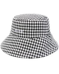 MSGM - Logo-embroidered Gingham Bucket Hat - Lyst