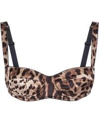 Dolce & Gabbana - Leopard-Print Satin Balconette Bra - Lyst