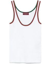 Gucci - Geribbelde Tanktop Met Web-Streep - Lyst