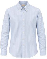 Xacus - Camicia Oxfordstriped Con Colletto Button-Down - Lyst