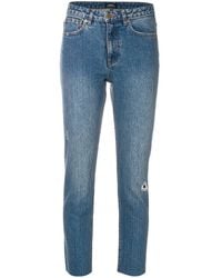 A.P.C. Cropped-Jeans im Distressed-Look - Blau