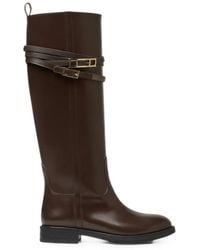 Fabiana Filippi - Buckle-Strap Leather Knee-High Boots - Lyst