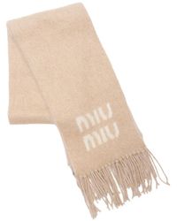 Miu Miu - Logo-Intarsia Fringed Scarf - Lyst