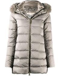 Herno Doudoune à capuche bordée de fourrure - Marron