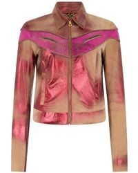 Roberto Cavalli - Metallic-Finish Leather Jacket - Lyst