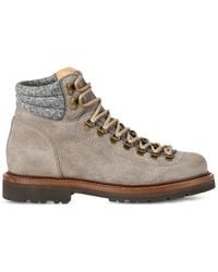 Brunello Cucinelli - Suede Mountain-Style Boots With Wool And Cashmere Insert - Lyst
