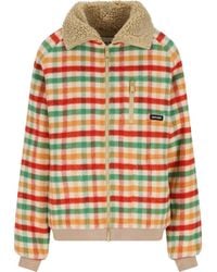 Miu Miu - Check-Pattern Fleece Jacket - Lyst