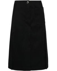 Lanvin - Pleated Tailored Midi Skirt - Lyst