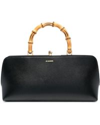 Jil Sander - Leather Bag With Small Bamboo Handle - Lyst