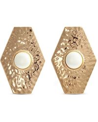Self-Portrait - Large Hammered Faux-Pearl Earrings - Lyst