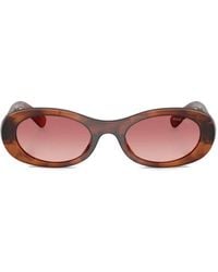 Miu Miu - Tortoiseshell-Pattern Oval-Frame Sunglasses - Lyst