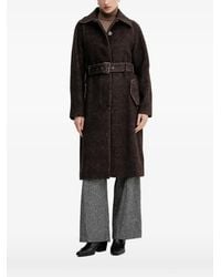 Sisley - Belted Collared Single-Breasted Coat - Lyst