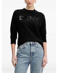 DKNY - Sequin-Logo Sweater - Lyst