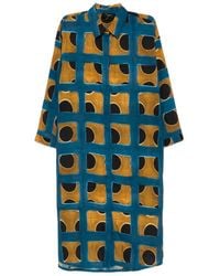 Yavi - Tiara Geometric-Pattern Midi Dress - Lyst